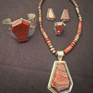 DTR Artisan Silver Necklace with Red Stone Accents